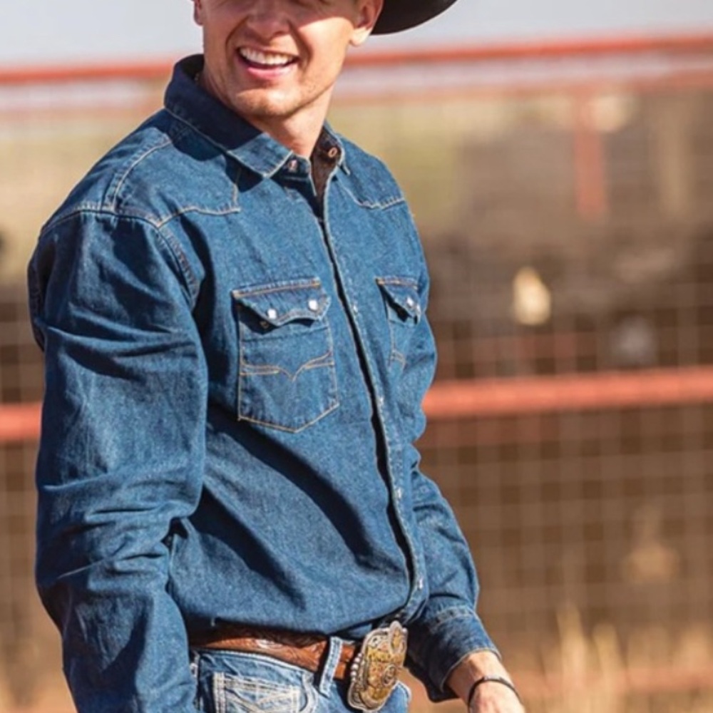 STS Ranchwear Blue Denim Casual Button Down Shirt
